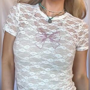 Cream Lace Baby Tee Size Small